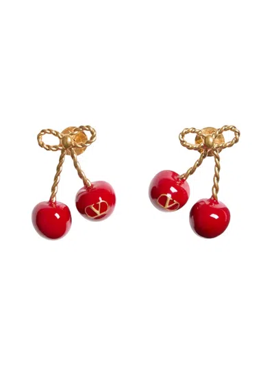 Valentino Garavani Mini Cherry Earring In Gold
