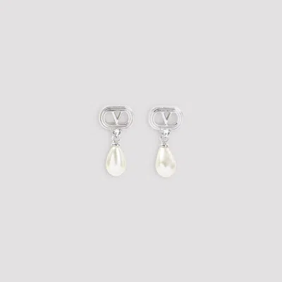 Valentino Garavani Mini Crystal Drop Earrings In Metallic