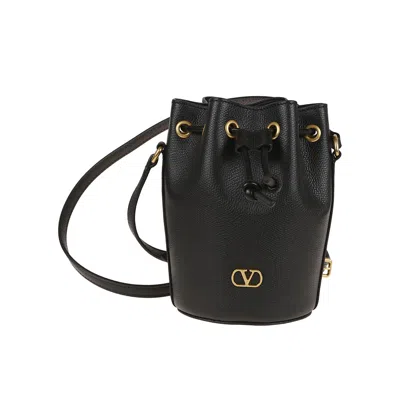 Valentino Garavani Mini Drawstring Vlogo Signature In Black