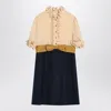 Valentino Womens Provence Blue Betulla Frilled Contrast-texture Silk Mini Dress