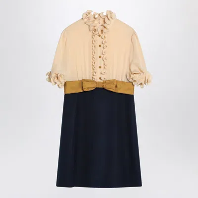Valentino Garavani Mini Dress With Ruffles And Bow In In Multi