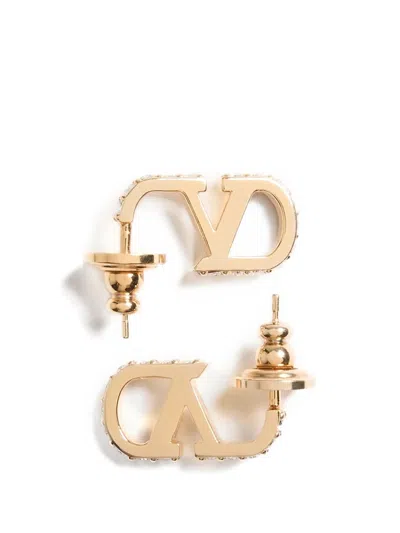 Valentino Garavani Mini Gold-tone Finish Swarovski Crystal Earrings In Oro
