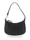 Valentino Garavani 'mini Hobo Rockstud' Black Shoulder Bag With Studs In Grainy Leather Woman In Multicolor