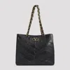 Valentino Garavani Laseine Shopping Bag In Nappa Leather With A Chevron Pattern For Woman In Black