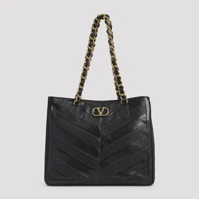 Valentino Garavani Mini Leather Skin Tote Handbag - 34cm X 29cm X 13cm In Black
