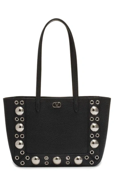 Valentino Garavani Mini Nellcôte Grommet Leather Tote In Black