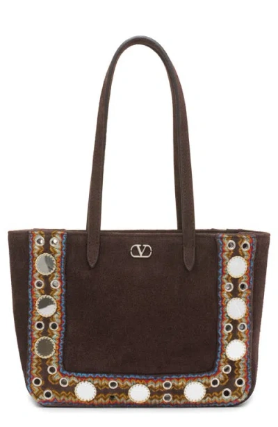 Valentino Garavani Mini Nellcôte Suede Tote Bag In Multi