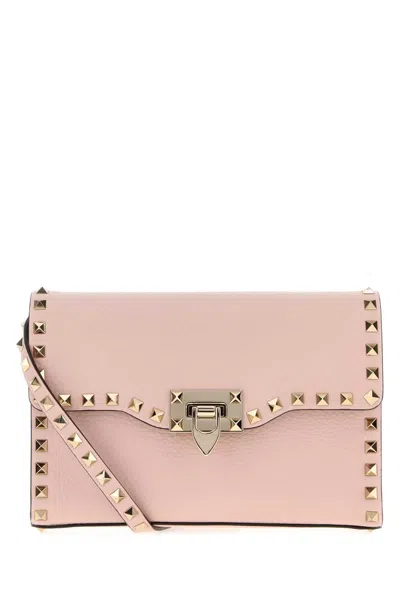 Valentino Garavani Mini Rockstud Calf Leather Crossbody Handbag (23cm X 15cm X 6cm) In Pink