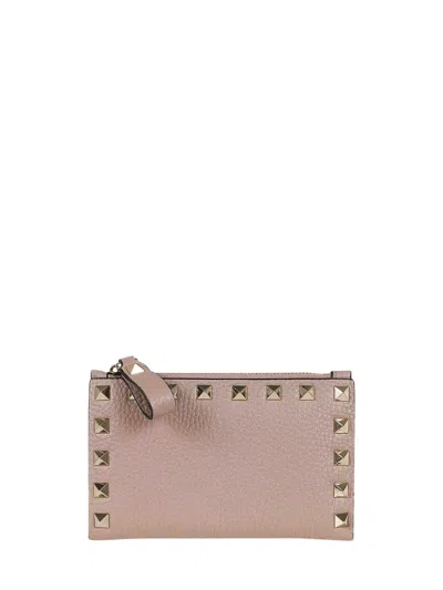 Valentino Garavani Mini Rockstud Coin Purse With Platinum-finish Studs In Pink
