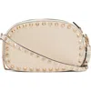 Valentino Garavani Mini Rockstud Leather Crossbody Bag In White