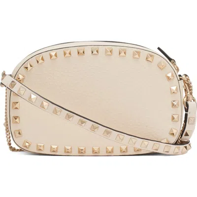 Valentino Garavani Mini Rockstud Leather Crossbody Bag In White