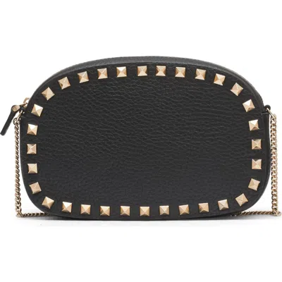 Valentino Garavani Mini Rockstud Leather Crossbody Bag In Black