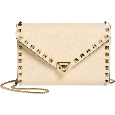 Valentino Garavani Mini Rockstud Leather Shoulder Bag In Neutral