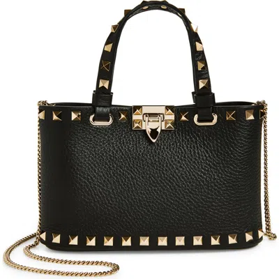 Valentino Garavani Mini Rockstud Leather Top Handle Bag In Black