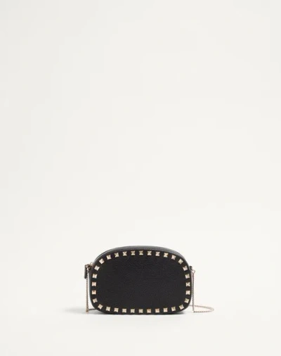 Valentino Garavani Mini Rockstud Leather Crossbody Bag In Black
