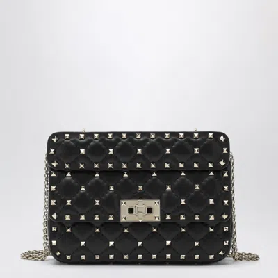 Valentino Garavani Mini Rockstud Spike Top Handle Bag In Black Leather