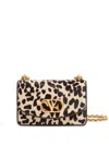 Valentino Garavani Vain Small Cow-print Leather And Calf-hair Shoulder Bag In Sand