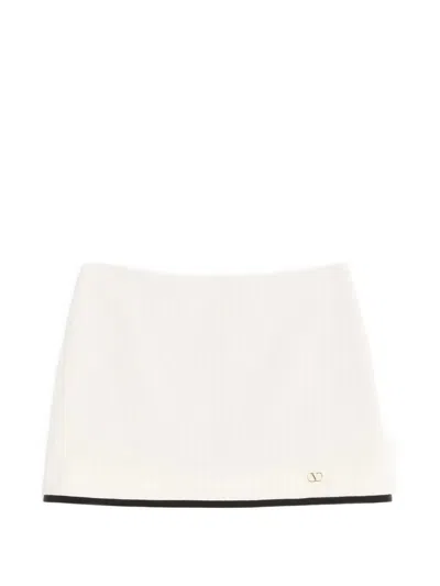 Valentino Garavani Mini Skirt In Cotton Tweed Canestrello In Bianco