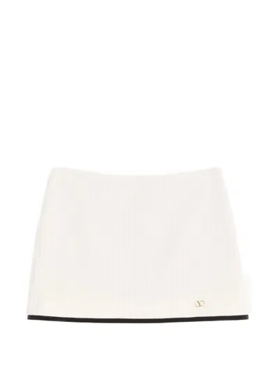 Valentino Garavani Mini Skirt In Cotton Tweed Canestrello In White