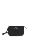 Valentino Garavani 'mini Vlogo' Black Crossbody Bag In Leather Woman In Multicolor