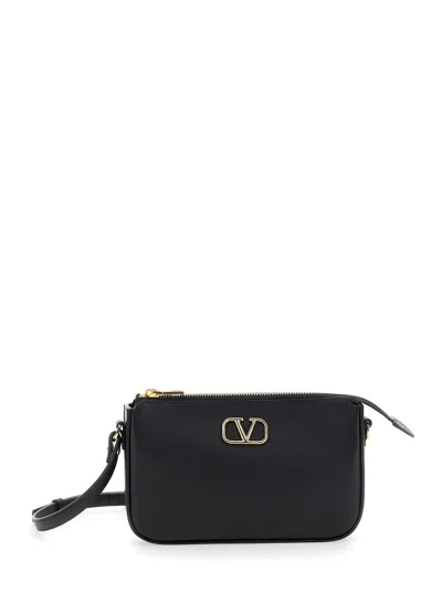 Valentino Garavani 'mini Vlogo' Black Crossbody Bag In Leather Woman In Multicolor