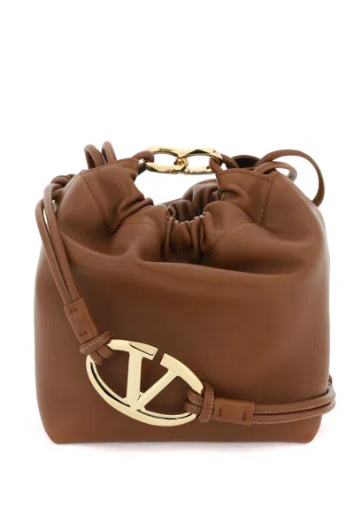 Valentino Garavani Mini Vlogo Bucket Bag With Pouf In Brown