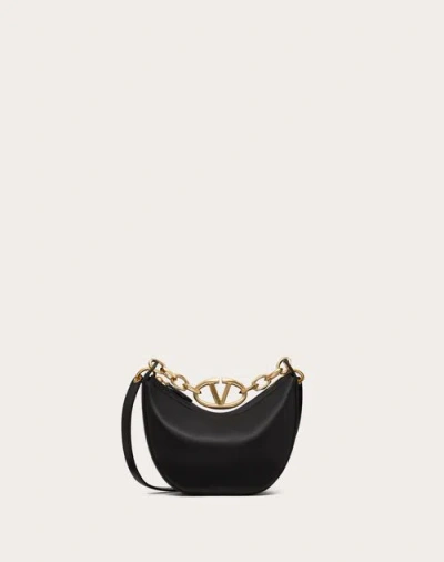 Valentino Garavani Mini Vlogo Moon Hobo Bag In Nappa Leather With Chain Woman Black Uni In ブラック