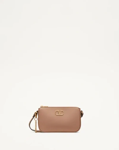 Valentino Garavani Mini Vlogo Signature Calfskin Crossbody Bag Woman Rose Cannelle Uni