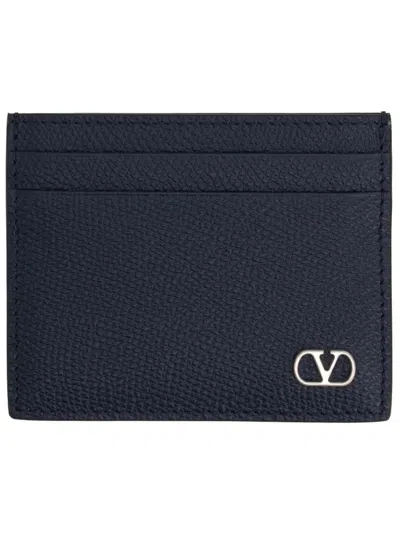 Valentino Garavani Mini Wool Wallet For Men In Blue