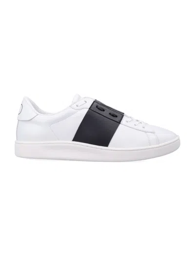 Valentino Garavani Minimalist Leather Sneakers With Contrasting Stripe Detail And Vlogo Signature In White