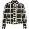 Valentino Womens Tweed Check-print Knitted Jacket Nero Avorio In Ivory/black