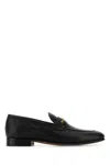 Valentino Logo-embellished Full-grain Leather Loafers In Black
