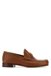 Valentino Garavani Dark Brown Leather Loafers In Brown