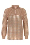 Valentino Garavani Multicolor Crochet Sweater In Brown