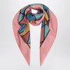 Valentino Garavani Silk Scarf With Colorful Diamond Pattern In Multi
