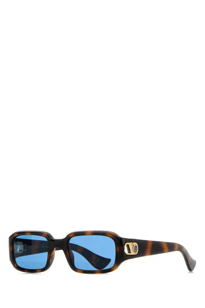 Valentino Garavani Playful Patterned Acetate Sunglasses With Golden-tone Hardware In Blue
