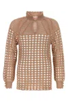 Valentino Openwork Sweater In Linen Blend In White