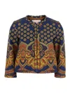 Valentino Womens Indaco Arancio Giallo Paisley-pattern Cropped Cotton Jacket In Multi