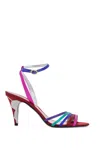 Valentino Garavani Multicolor High Heel Sandals With Strass In Calfskin And Red Sole Women