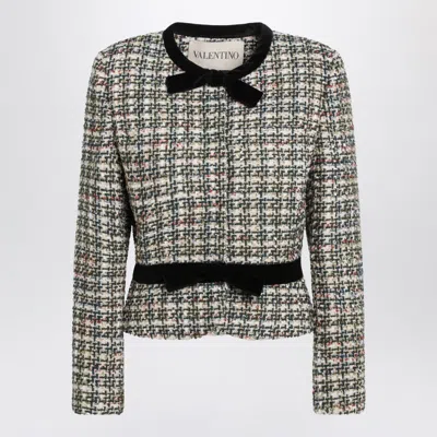 Valentino Garavani Multicolored Patterned Wool-blend Jacket In Gray