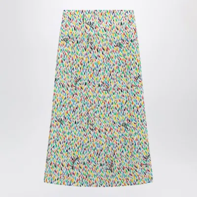 Valentino Garavani Multicolored Pleated Silk Midi Skirt In Green