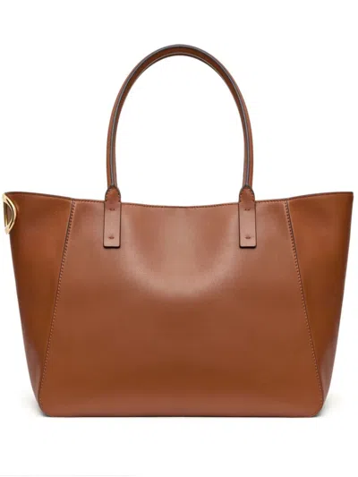 Valentino Garavani Nappa Calfskin Vlogo Side Tote Bag In Brown