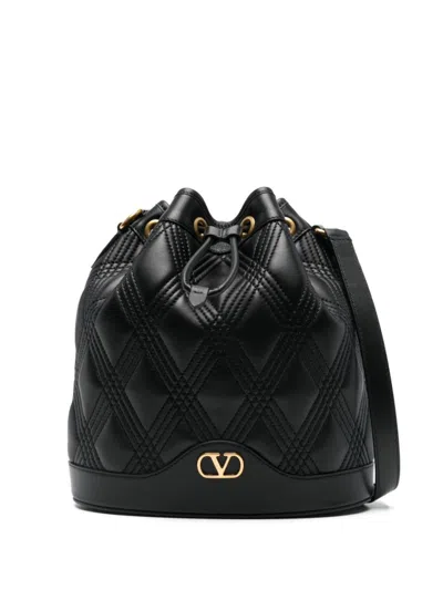 Valentino Garavani Women's Nappa Leather Quiltie Bucket Bag In Black
