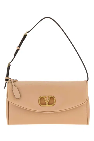 Valentino Garavani Nappa Leather Devain Shoulder Handbag, 25cm X 13cm X 4cm Crossbody Bag For Women In Beige O Tan