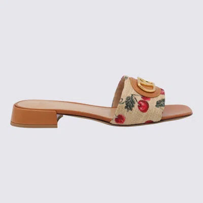 Valentino Garavani Natural Leather And Cotton Flats