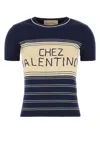 Valentino Garavani Women Navy Blue Cotton Sweater In Blue