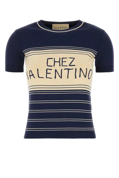 VALENTINO MAGLIONE IN COTONE BLU NAVY  DONNA