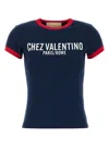Valentino Crew Neck Cotton T-shirt With Contrast Trim