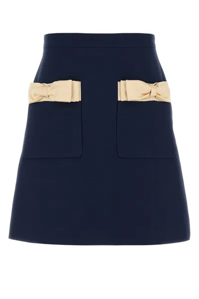VALENTINO GONNA IN MISTO LANA BLU NAVY   DONNA