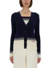 Valentino Garavani Virgin Wool Cardigan In Blue